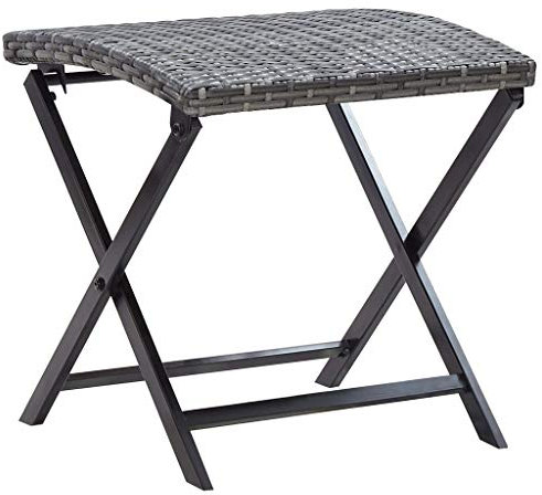 Tidyard Klapphocker Poly Rattan Grau Klappbar Hocker Gartenhocker Sitzhocker Gartenmöbel Rattanhocker Fußhocker Garten Terrasse 44 x 44 x 40 cm
