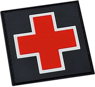 Medic Cross EMS IFAK PVC Patch (Glow in the Dark) Klett Patch Militär