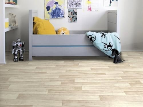 PVC Bodenbelag Vinylboden in natürlicher Holz Art, Zuschnitt (4m breit, 6m lang)