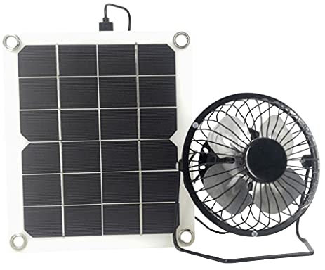 CAZARU 10w 5v Ventilatore di Scarico Solare Estrattore d'Aria Mini Ventilatore Ventilatore Alimentato da Pannello Solare per Serra per pollaio per Cani