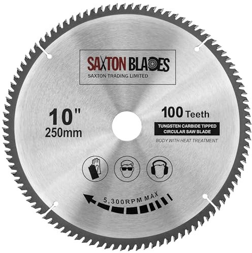 Saxton TCT - Lama per sega circolare per legno, 250 mm x 30 mm x foro x 100 denti, compatibile con Bosch, Makita, DeWalt