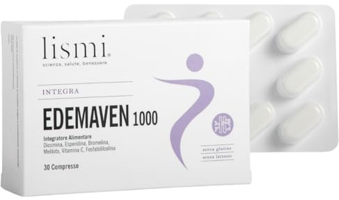 INTEGRA EDEMAVEN - Integratore Alimentare per Circolazione Venosa e Linfatica, Drenaggio Liquidi, Allevia Pesantezza sulle Gambe e Contrasta Inestetismi Cellulite, 30 Compresse