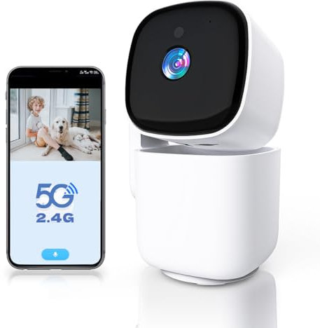 RKK Telecamera WIFI Interno 4MP Indoor 2K HD 5G Wi-Fi, protezione della privacy, tracciamento intelligente del movimento, funzione di visione notturna IR