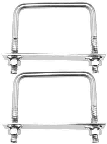 SG Store 2 pernos cuadrados en U rosca M10 de 100 mm de ancho interior de 100 mm de longitud de acero inoxidable 304 en forma de U con tuercas y placas para vehículos, tuberías, edificios