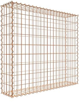 Rostige Gabione 100 cm x 90 cm x 20 cm (L x H x D), maskstorlek 5 cm x 10 cm, spiral