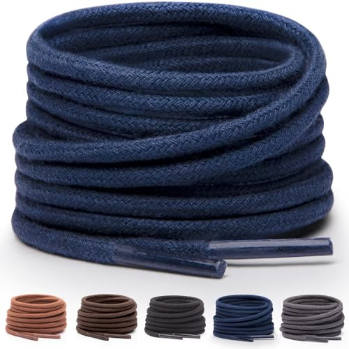 Miscly Cordones para Zapatos de Vestir - Disponibles en Múltiples Longitudes y Colores (Azul Marino, 76 cm)