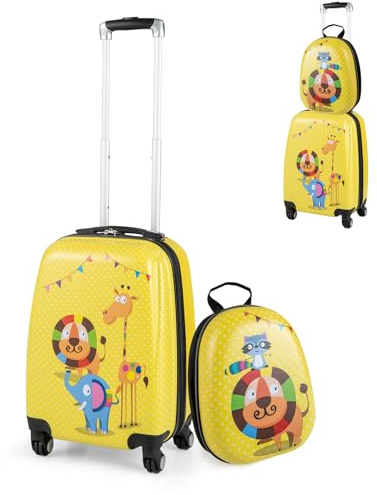 SOARS Valise Enfant, 18 Valise Cabine Enfant + 12 Sac à Dos, Transportable dans l’Avion, avec Poignée et Sangles Réglables, Matériau Sûr et Robuste, Léger de 2,7 KG, Valise Enfant Garçon 3-12 Ans