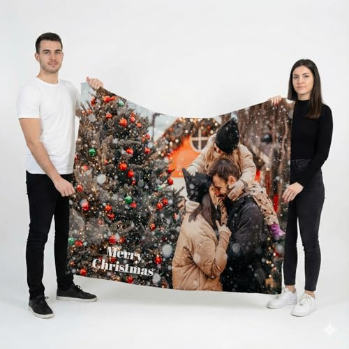 Wanapix | Personalisierte Kuscheldecke mit Foto & Text | Ultra-weich, robust & leicht | Anti-Pilling | 260 g/m² | Sofa/Bett 120 x 180 cm