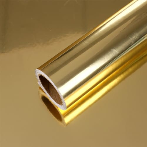 VEELIKE Carta da Parati Specchio Adesiva Oro 40 cm x 300 cm Carta Adesiva Metallo Riflettente Adesivi per Specchio Bagno Decorazioni Parete Soggiorno Adesivo per Mobili Camera da Letto Rimovibile