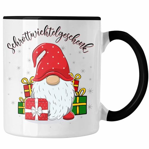 Trendation - Schrott-Wichtelgeschenk für Frauen Kollegen Geschenk Wichteln Weihnachten Wichtel Figur Geschenkidee Schrottwichteln (Schwarz)