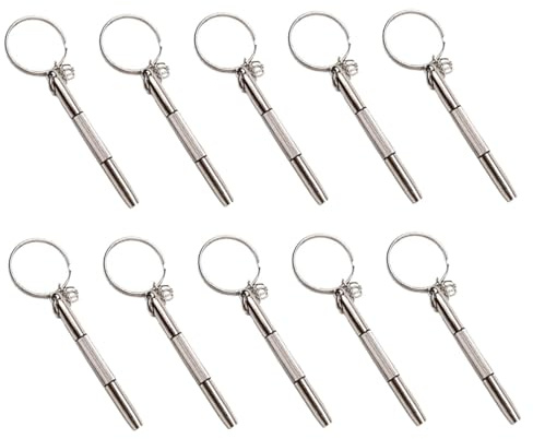 Kleiner Schraubendreher aus Metall, 10 Stück mit Schlüsselring, Tragbar | Reparaturwerkzeug für Uhren, Kleine Geräte mit Winzigen Schrauben, Edelstahl, Uhrmacher, Sammler