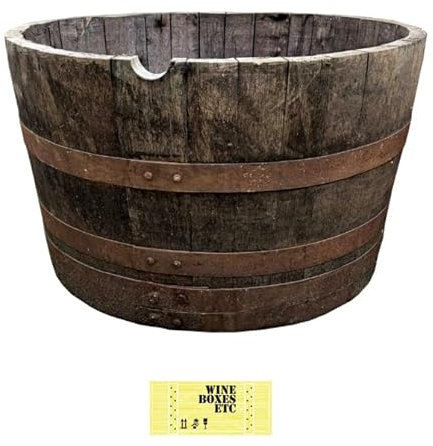 WineBoxesEtc Extra Large Oak Whisky Barrel Tub/Planter – Half Barrel Hogshead - 72cm wide x 45cm tall Approx