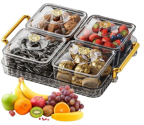 Sectioned Serving Tray Clear,, Modern, Portable