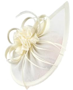 Generisch Sinamay-Fascinator für Teeparty, Cocktail, Derby, Hochzeit, Stirnband, Fascinator, Pillbox, Hut, elfenbeinfarben, Einheitsgröße