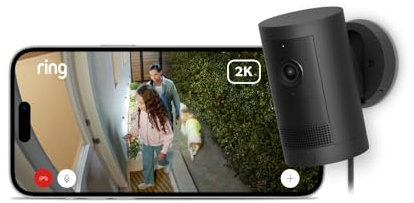 Ring Außenkamera Plus Netzstecker (Outdoor Camera Plus neueste generation) | 2K-Weitwinkelvideo | Kabellose Überwachungskamera zur Selbstinstallation | 30-tägiger Gratiszeitraum für Ring-Abonnement