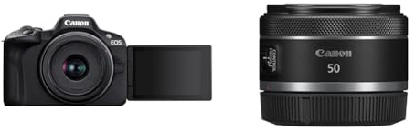 Canon EOS R50 APS-C Mirrorless + RF-S 18-45 f/4,5-6,3 (24,2 Mp,- Fino a 15fps, DIGIC X & obiettivo RF 50mm f/1.8 STM