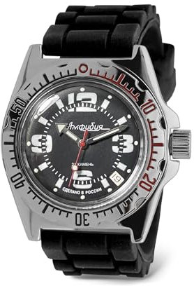 Vostok | Amphibia 110903 Automatik-Armbanduhr mit Selbstaufzug, Schwarzes Kunstharz., Taucher