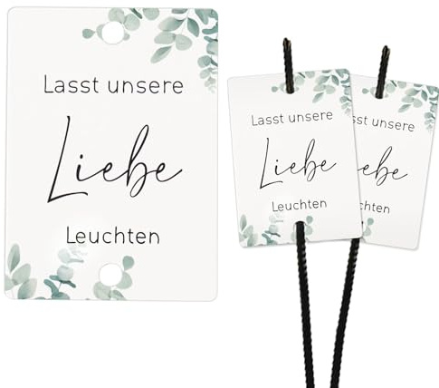 50 Stück Wunderkerzen Hochzeit Etiketten Lasst unsere Liebe leuchten Halter Schilder Kärtchen Wunderkerzenschilder Hochzeitsdeko Gastgeschenke Knicklichtschilder Geschenkanhänger