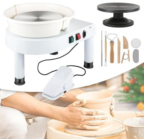 LZDOYY Macchina per tornio per Ceramica Ruota per Ceramica elettrica 300 Giri/min Macchina per formare tornio per Ceramica con Vasca Lavabile Staccabile, per Principianti Argilla Fai-da-Te,35cm