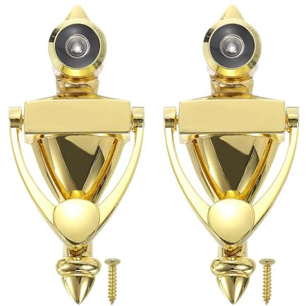 PATIKIL 9/16 Batacchio con Specchio 2pz 180 Gradi Specchio per Porta Costruzione Pressofusa con Spioncino Adatto da 1-3/8pollici a 2-3/8pollici Specchio per Casa Ufficio Hotel Oro