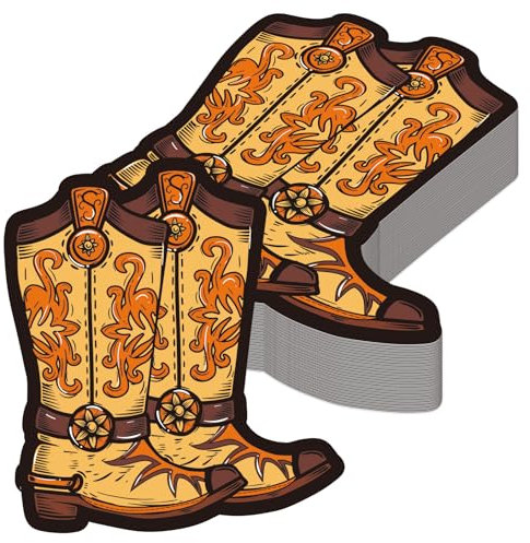 Teenyyou 50 Stück Western Cowboy-Platzsets, Einweg-Papier-Tischsets, Western-Party-Dekorationen, Cowboystiefel, Tischmatten für Partyzubehör, Geburtstag, Babyparty, Abendessen, Tischdekoration