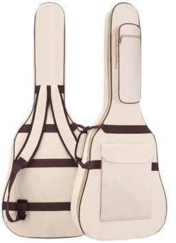 rockible Tasche für E Gitarre, Gitarrentasche Wasserdicht, Akustikgitarre Gig Bag Guitar Case Staubdichte Schutzhülle, Verdickte Gepolsterte Gitarre Rucksack für 40 Zoll E Gitarre, Beige