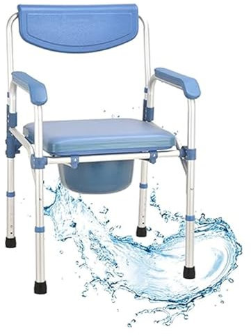 QJWM Duschstuhl Toilettenstühl Höhenverstellbar Dusche Transportstuhl Duschstuhl Mit Arm- Und Rückenlehne Bis 150Kg Für Senioren Und Schwangere A