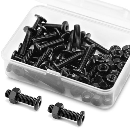 (30 Sätze) M5 x 16mm Flachkopf-Innensechskantschrauben und Muttern Set, 304 Edelstahl Schwarzes Oxid, Sechskantschrauben für Möbel, Möbelschrauben