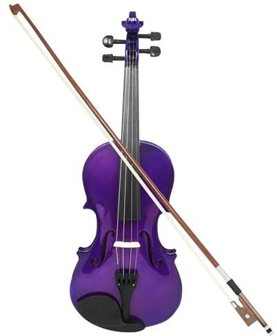 Violine 4/4-Geigenset Aus Massivholz Mit Hartschalenkoffer Bogen/Schulterstütze/Stimmgerät/Griffbrettaufkleber/Saiten/Steg Für Anfänger(Purple)