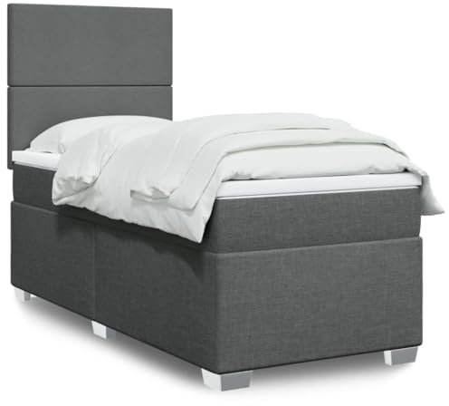 qohoio Boxspringbett mit Matratze Dunkelgrau 80x200 cm Bett Boxspringbett Bett Mit Matratze Schlafzimmer MöBel Polsterbett Stoff - 3290309