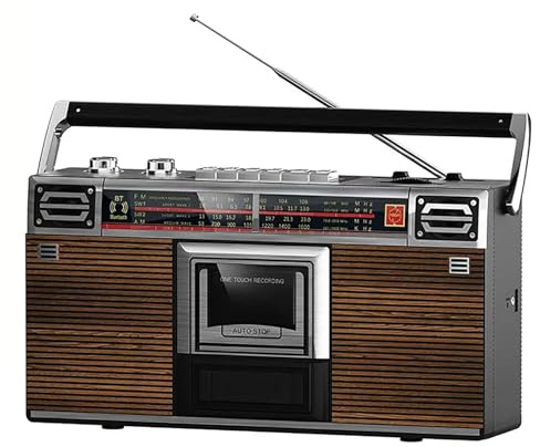 OZTYSGXM Radio Cassette Player Recorder, Portable Tape Player Boombox AM/FM Radio, Built-in Speaker, Support Bluetooth/SD/USB Card Playback, for Family Gathering Travel