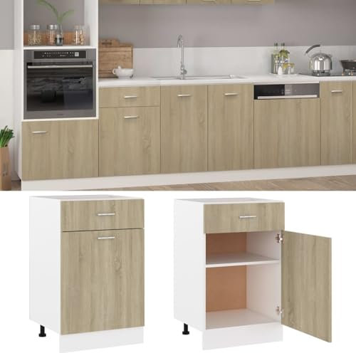 Xichuzi Armario Inferior contrachapada Color Roble Ahumado 50x46x81,5cm, Muebles De Cocina, Mueble Bajo Cocina, Cocinas Completas, Mueble Fregadero, Auxiliar Bajo Fregadero - 801223