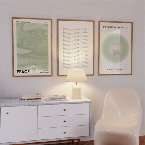 AQCQDQ 3er Set Grün Farbverlauf Aura Poster, Frische Natur Grün Aura Wandbilder Set Aesthetic Aquarell Wohnzimmer, Premium Stilvolle Leinwand Schleife Wandkunst, Ohne Rahmen (50x70 cm)