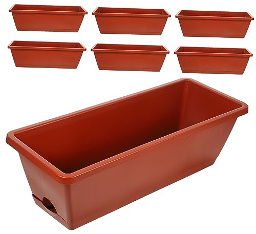 HANABASS 7 Pièces Bac à Fleurs Rectangulaire Terre Cuite Accessoires de Jardinage Parfait pour Plantes Intérieur et Extérieur Dimensions Couleur Rouge Brique