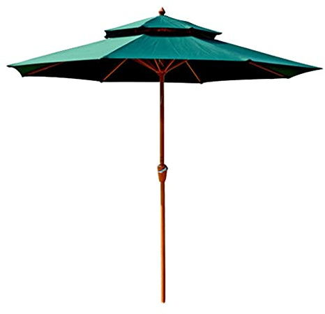 CAFIEDR Parasol de Jardin d'extérieur, 270 cm, Double Plateau, Ouverture Facile par manivelle, pour Plage, Piscine, Patio, Jardin(Green)