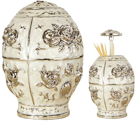 Dispenser di stuzzicadenti automatico retrò, elegante in lega di zinco, porta stuzzicadenti pop-up con motivo floreale, portatile, decorativo per casa, ristorante, bar, ideale come regalo (D)