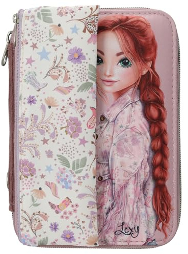 Depesche 13665 TOPModel Cowgirl - Gefüllte Federtasche in Lila, mit Model Motiv und Blumen, inkl. einem Schlampertäschchen