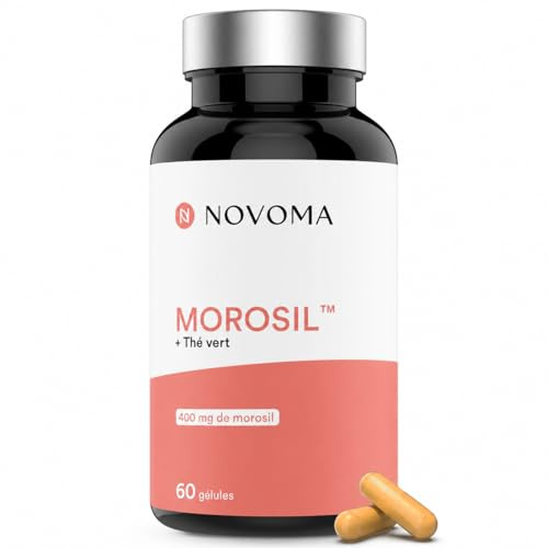 Morosil® 400 mg + Thé Vert, 60 Gélules Végétales - 1 Mois | Extrait d’Orange Sanguine Moro Breveté - Fabriqué en France - NOVOMA