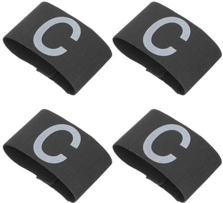 Alipis 4 pièces Brassards Capitaine Football Élastiques Résistants à Usure Bandeaux Légers et Confortables pour Équipes Adultes Noir Pratique et Portable