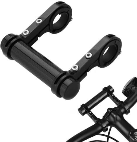 BuyWeek Prolunga Manubrio Bici 10 × 2 cm, Doppio Supporto in Carbonio | Estensione per manubrio da 31,8 mm, per 25,4 mm con guarnizione, doppia staffa per luci, GPS, telefono e tachimetro