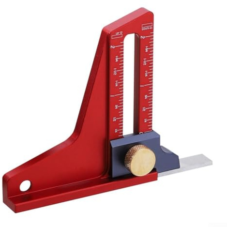 Einstellbarer Tiefenmesser für die Holzbearbeitung für Oberfräsenhöhenmessung – metrisch und für imperiale Skalen, Tischsägenlineal aus Aluminiumlegierung, 150 x (metrisch)