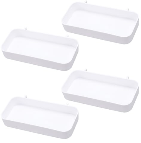 GOMAKERER 4 Stück Lochplatten Ablagebehälter Mit Haken, 18.9x9.75x3.15cm Weiße Lochwandregale Lochwand Organizer Zubehör Kunststoff Wandtaschen Für Büro Zuhause Badezimmer