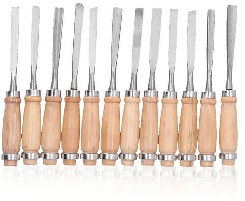 12 cinceles para tornear madera, juego de herramientas de separación de ranuras de madera de 8 pulgadas, accesorios para amoladora de grabado y tallado de carpintería de acero de