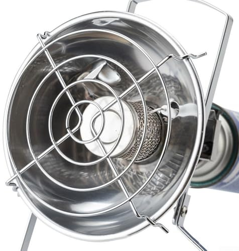 Chauffage à gaz portable 1,0 kW avec haute conversion d'énergie – Acier inoxydable et placage en fer pour tente, voyage et activités par temps froid