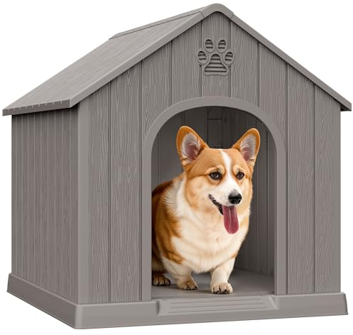 Bifanuo Hundehütte für den Innen- und Außenbereich, für kleine und mittelgroße Hunde, wetterfester Unterschlupf mit erhöhtem Boden, versteckten Lüftungsschlitzen und werkzeugloser Montage (klassisches