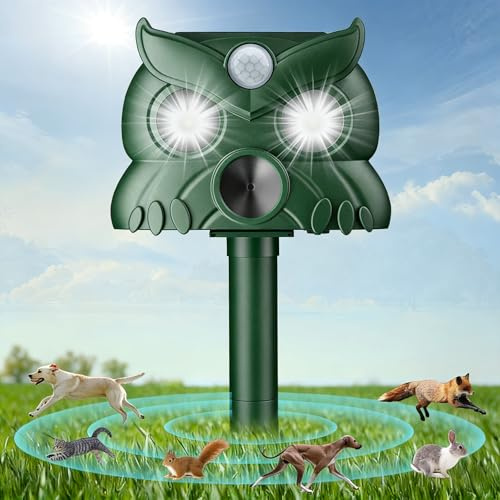 Katzenschreck Ultraschall Abwehr, Solar Tiervertreiber IP65 Wasserdicht Katzenabwehr mit Bewegungssensor und Blinklicht, 3 Modi Marderschreck Hundeschreck Tierschreck für Katzen, Hunde, Wildtiere