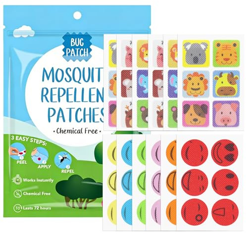 HASAIKA® Parche Repelente de Mosquitos, 72 Piezas Pegatinas Antimosquitos Niños, Con adorables estampados y expresiones de animales, ideal para actividades al aire libre, acampadas, pesca y viajes