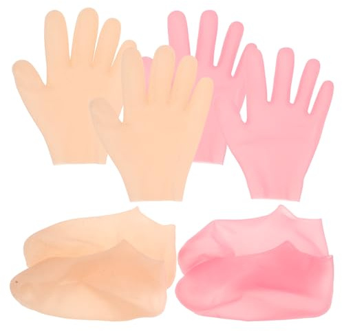 GAROZATION Fußmaske und Handmaske Satz aus Silikon für Trockene Rissige Haut mit Peeling Effekt Feuchtigkeitsspendend und Entspannend für Zuhause und Schönheitssalons
