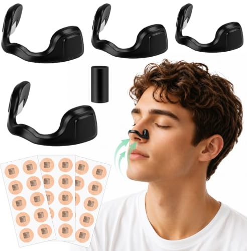 Anti Ronflement Nasale Nose 60 Bande Nasale Magnétique Strips Aimant | Nez Respiration Avec 4 Tailles de Pinces Nasales, Ecarteur Nasal Doux pour la Peau Ajustement Sommeil Sport Voyage Homme