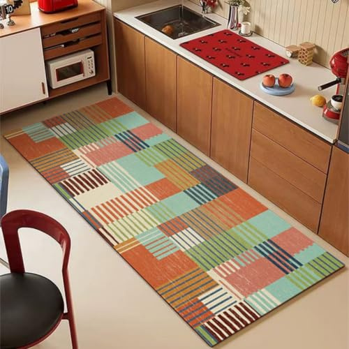Alfombra Cocina 50X80Cm Verde Menta Alfombra Vinilica Cocina Cuero,Modernas Lavable Antideslizante Anti Fatiga para Pasillo, Comedor,Hogar Alfombrilla Cocina